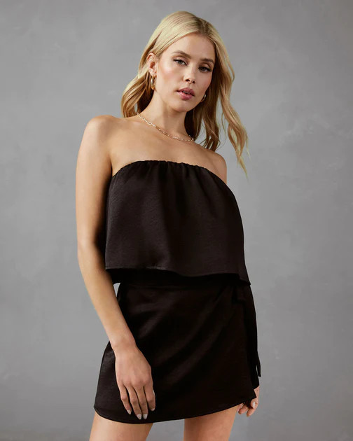 Maia Strapless Wrap Romper - Black | VICI