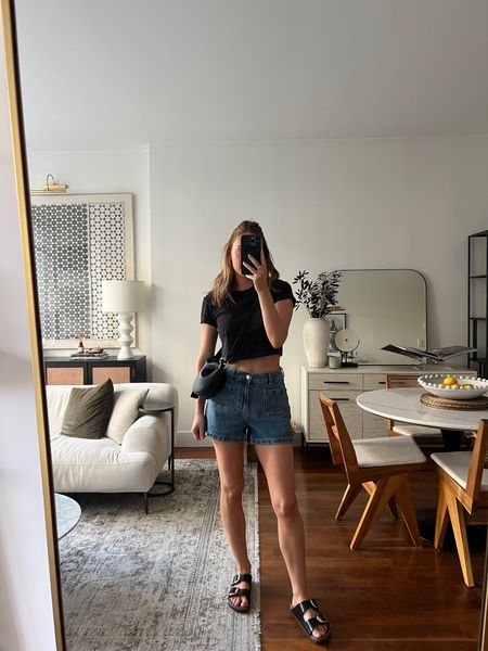 Casual summer outfit - these cuts baby tees are the best! 