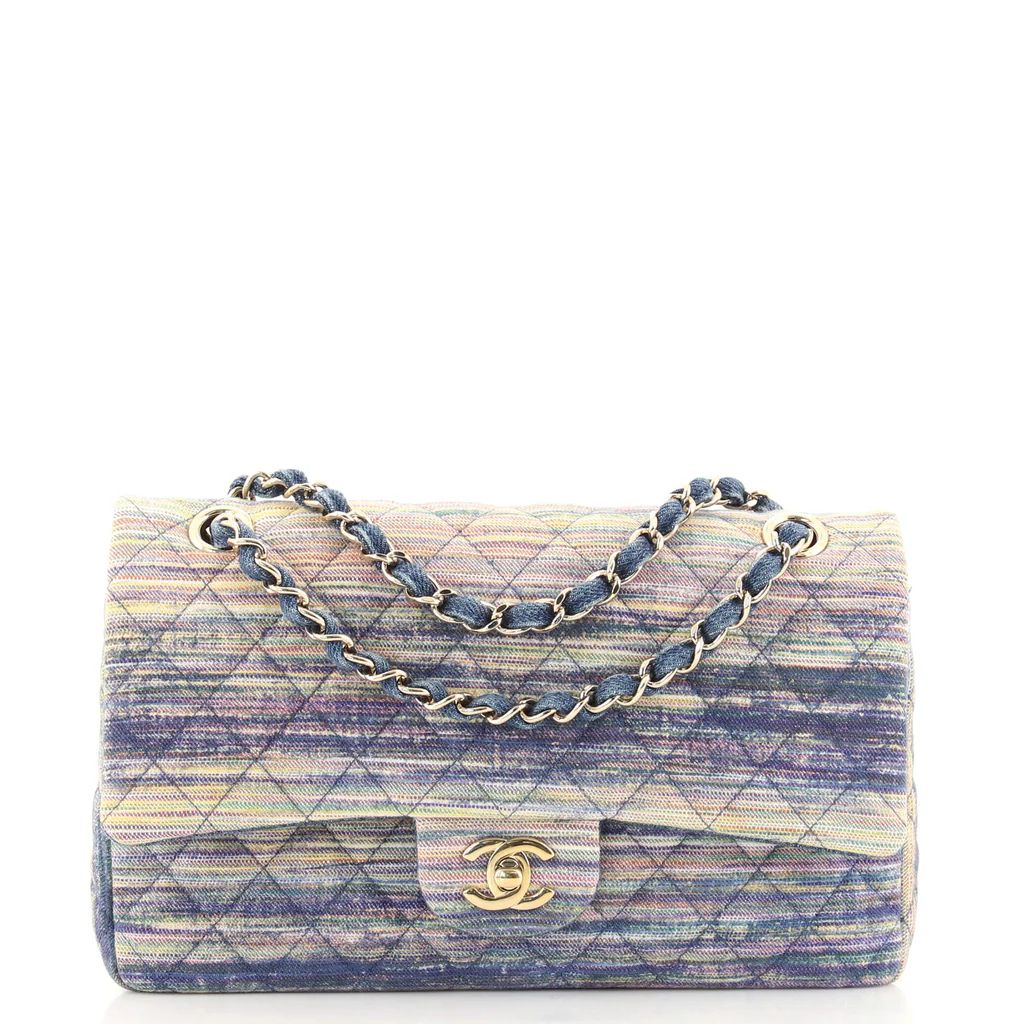 Chanel Classic Double Flap Bag Quilted Multicolor Denim Medium Multi color 1691691 | Rebag