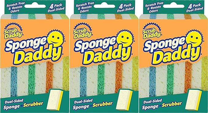 Scrub Daddy Sponge Daddy - Dual Sided Sponge & Scrubber, FlexTexture, Soft in Warm Water, Firm in... | Amazon (US)