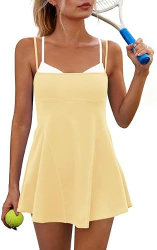 Sexyasasii Women Tennis Dress with Built in Shorts and Bra Spaghetti Strap Athletic Dress Pockets... | Amazon (US)