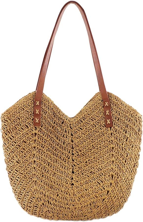 Straw Bag Handbag Large Capacity Summer Beach Bag for Women Shoulder Purse Tote Wicker Bag Vacati... | Amazon (US)