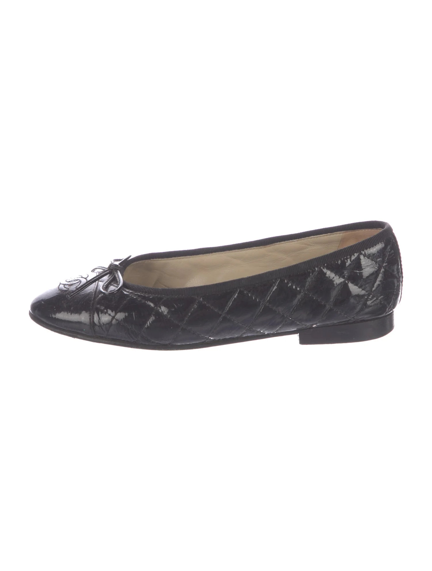 Interlocking CC Logo Patent Leather Ballet Flats | The RealReal
