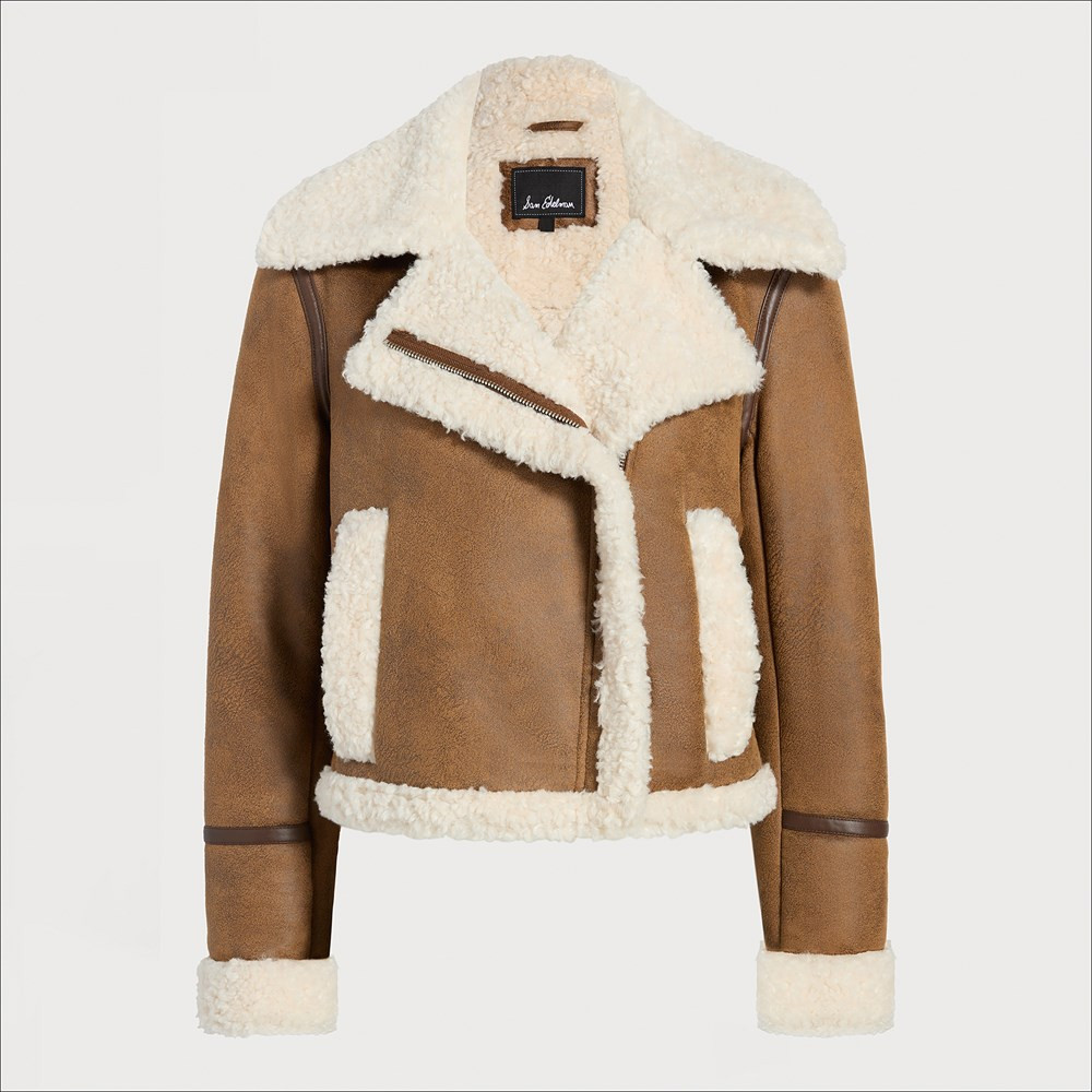 Cropped Faux Shearling Moto Jacket | Sam Edelman