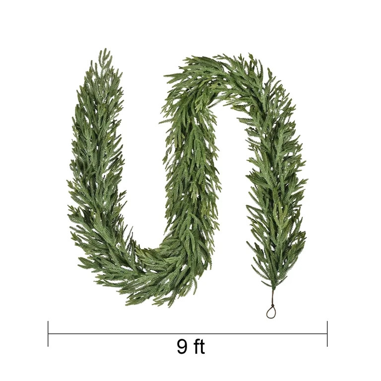 My Texas House Norfolk Unlit Artificial Christmas Garland, Green, 9' | Walmart (US)