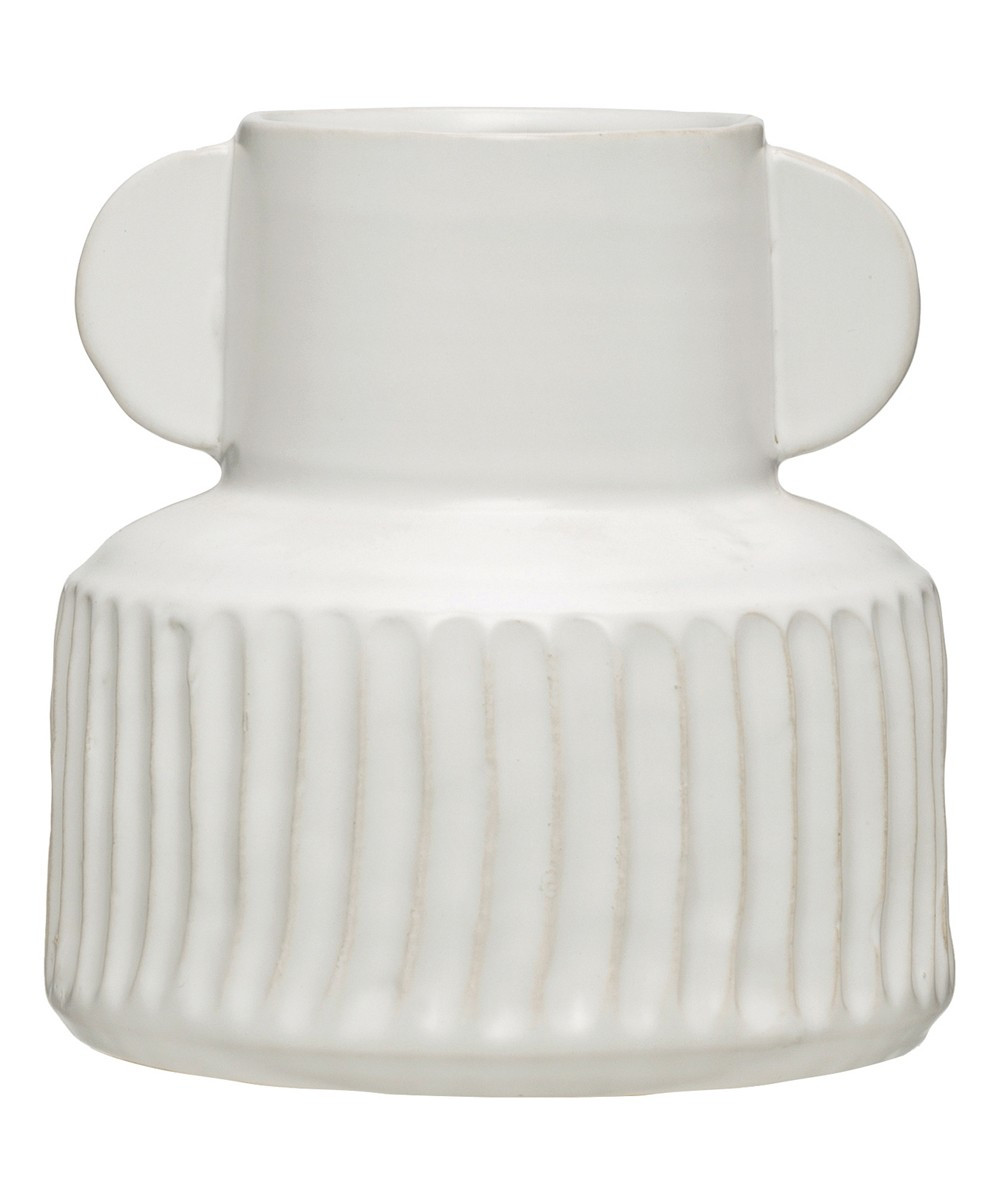 Creative Co-Op Vases White - White Medium Pleated Stoneware Vase | Zulily