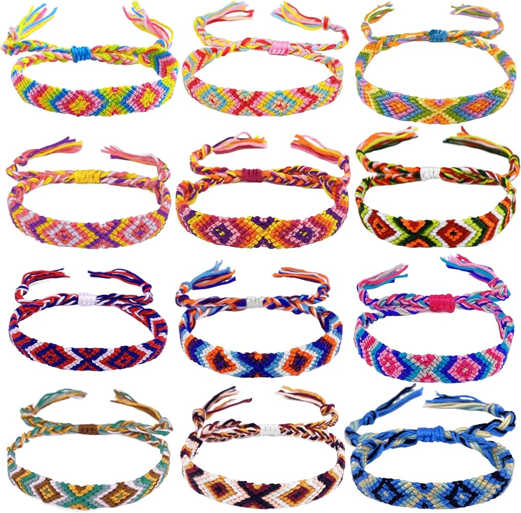 LanMa Woven Friendship Bracelets for Kids Girls Wowen, 12 Pack Handmade Adjustable Friendship Bra... | Amazon (US)