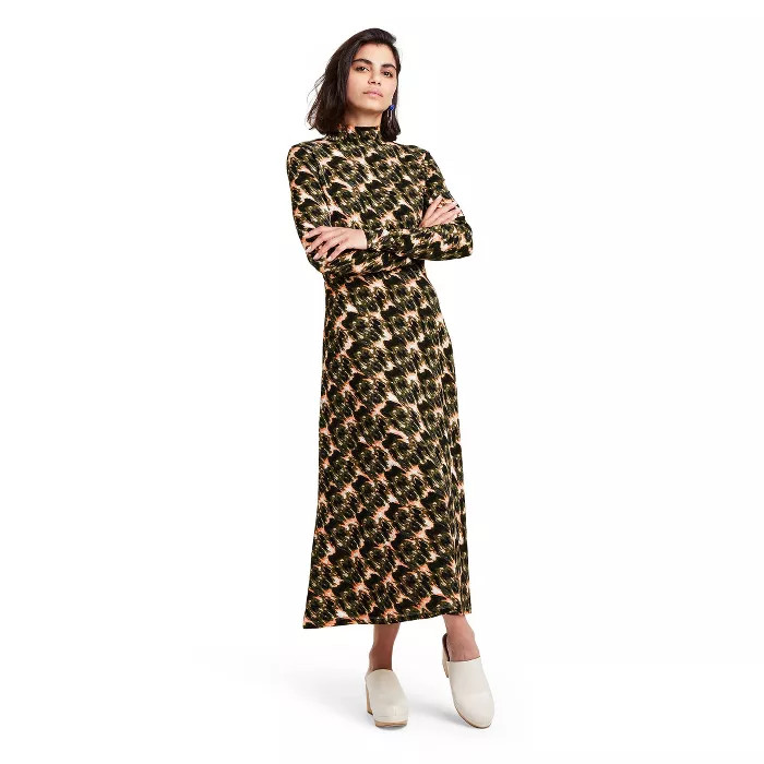Women's Animal Print Long Sleeve Knit Dress - Rachel Comey x Target Olive Green | Target