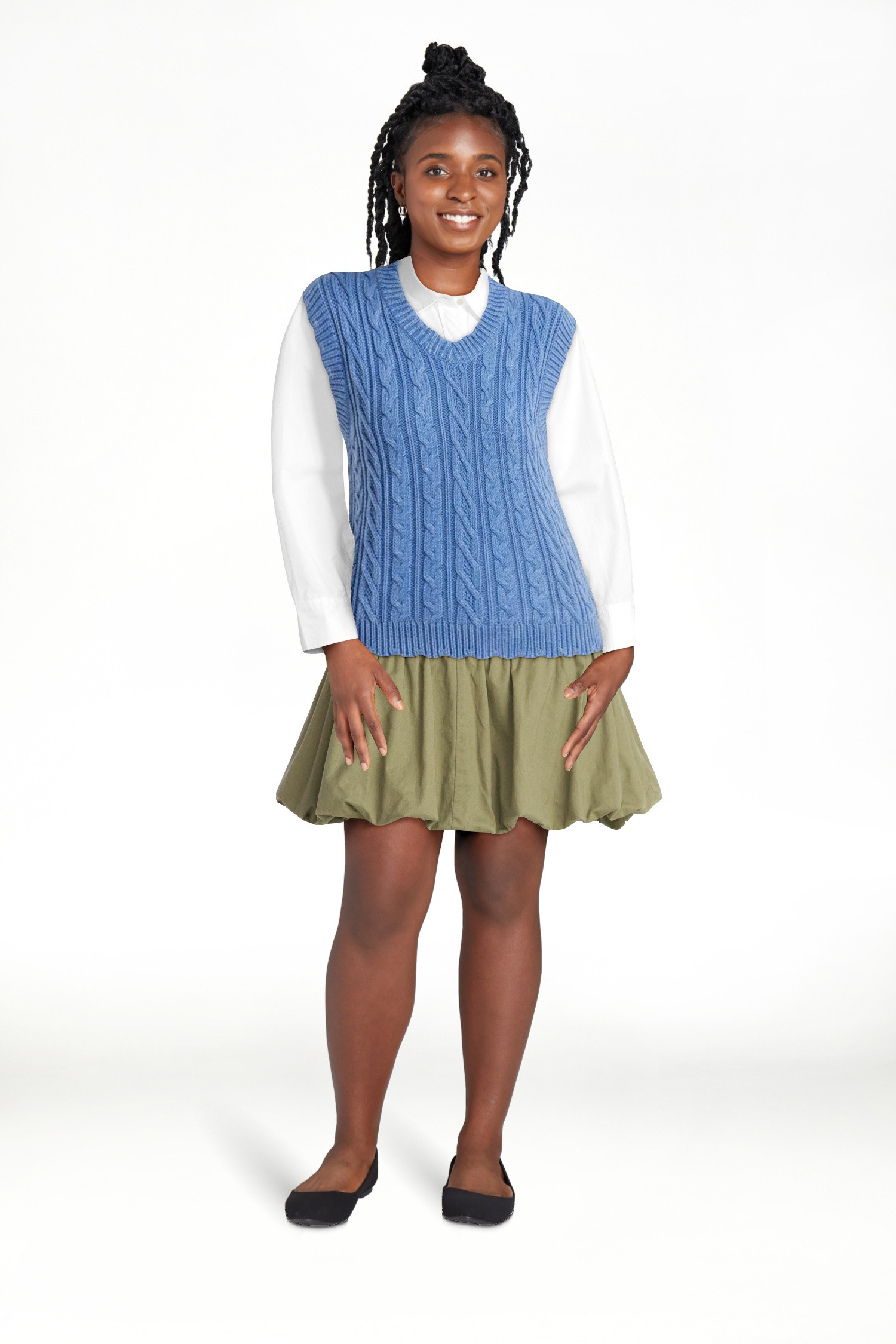 Free Assembly Women's Scalloped Cable Knit Cotton Vest, Sizes XS-XXL | Walmart (US)
