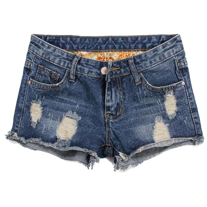 Blostirno Women's Denim Shorts Cuffed Short Jeans Pants | Amazon (US)