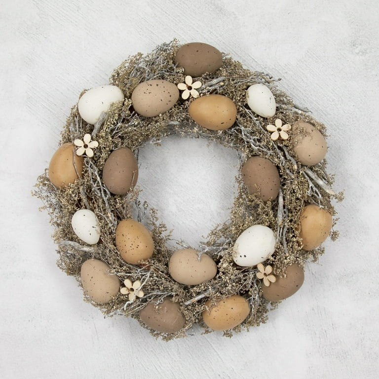 Northlight 12" Natural Earth Speckled Egg Easter Twig Wreath | Walmart (US)