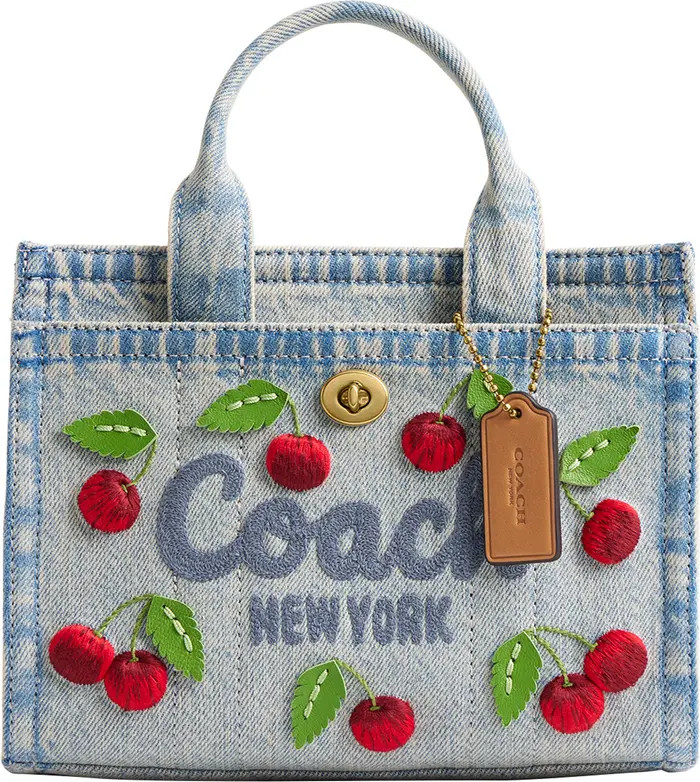 Cherry Embroidered Denim Cargo Tote | Nordstrom