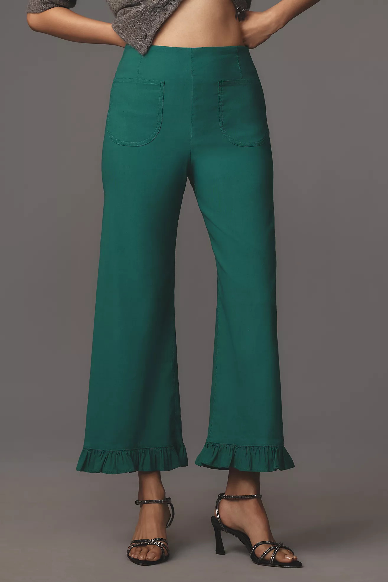 The Colette Cropped Wide-Leg Pants by Maeve: Ruffled Edition | Anthropologie (US)