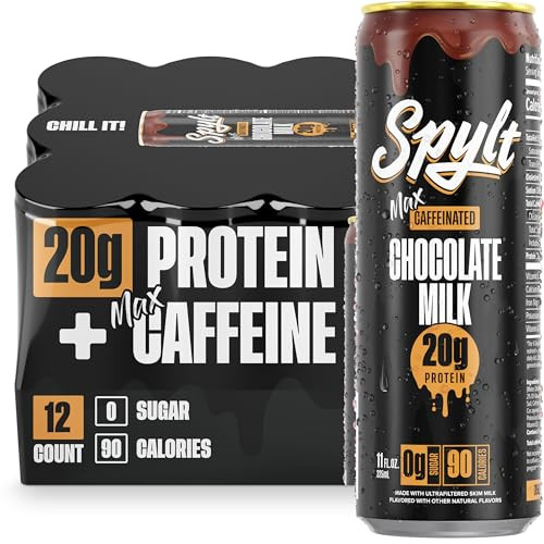Spylt High Protein Max Chocolate Milk with 140mg Caffeine & 20g Protein - 90 Calories, Ready to Drink, Sugar Free, Lactose Free Milk, Perfect for Workout Recovery & Afternoon Pick Me Up - 12 Count | Amazon (US)