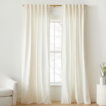 Cotton Velvet Curtain - Alabaster | West Elm (US)