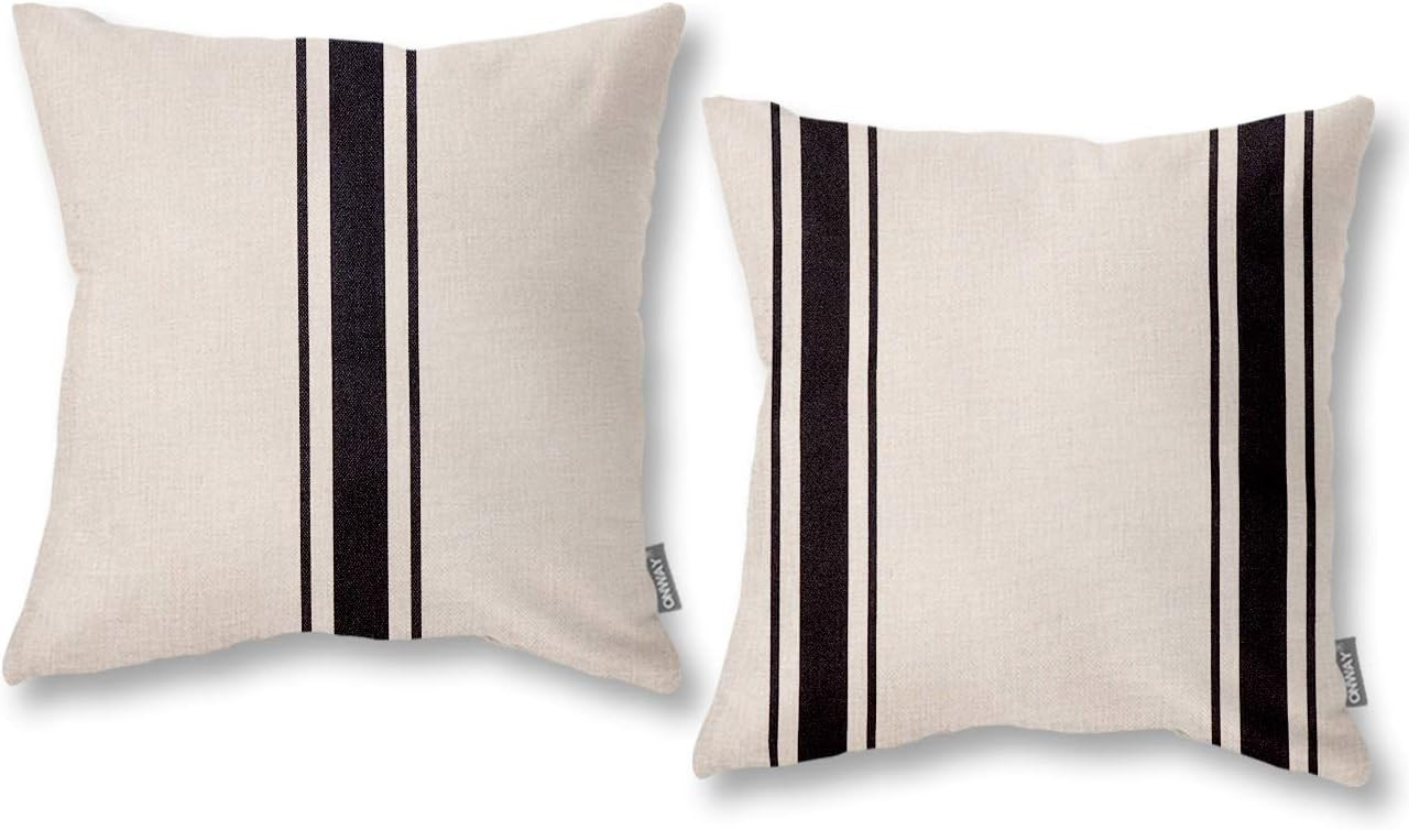 ONWAY Farmhouse Throw Pillow Covers 18x18 Rustic Indoor Outdoor Decorative Black and White Throw ... | Amazon (US)