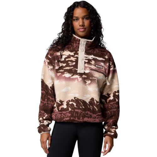 Columbia, Womens, Helvetia™ II Printed Cropped Half Snap, Tobacco Sisters/Dark Stone, Medium | Amazon (US)