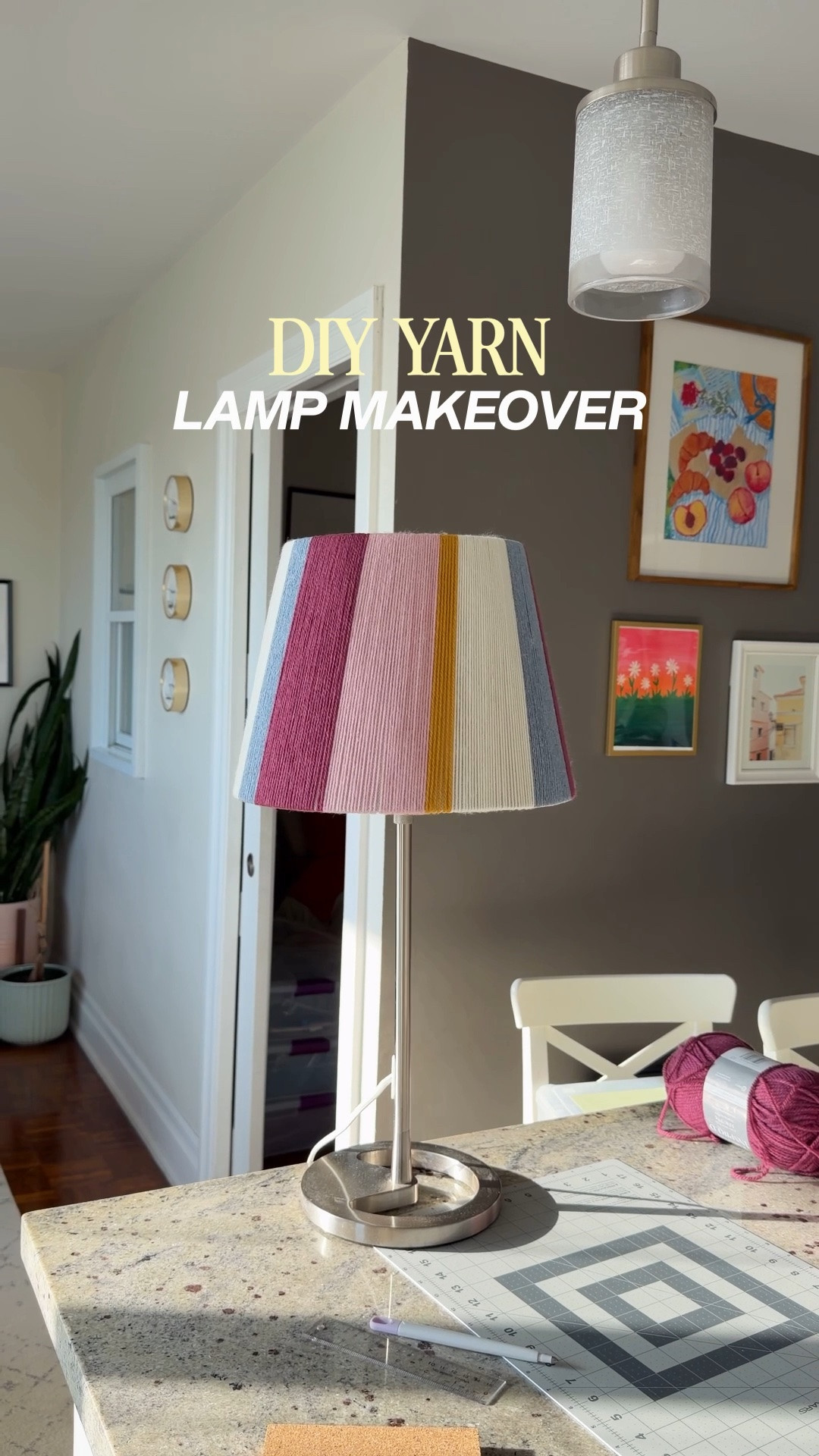 Want to give a lamp in your home a makeover?! Try using yarn!