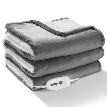 Maxkare Electric Blanket Heated Throw Blanket Flannel & Sherpa Reversible Fast Heating Blanket 50... | Walmart (US)