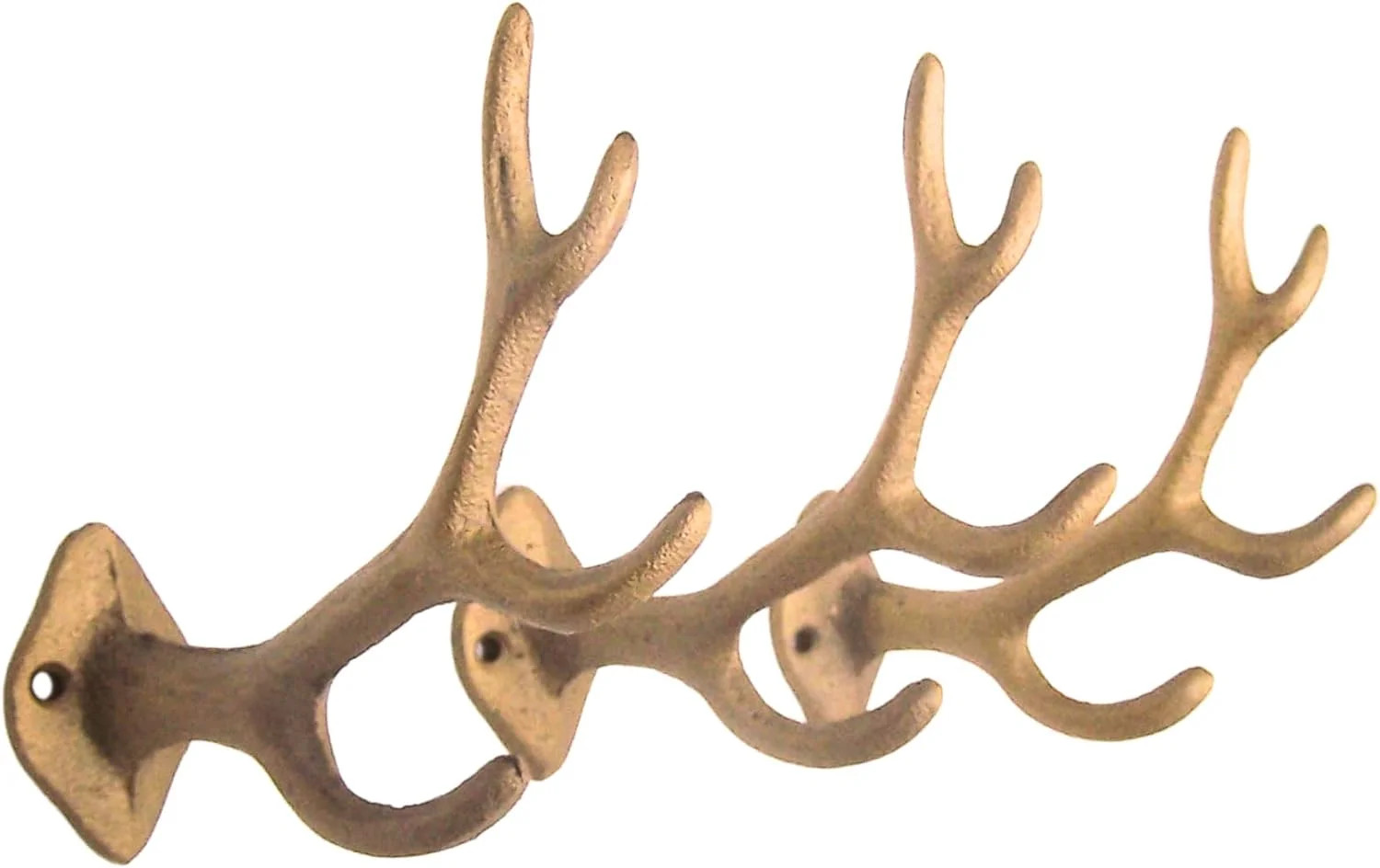 Wowser Brands Gold Toned Cast Iron Antler Wall Hooks, Set of 3, Wall Mounted Decoration, 5.5 inch... | Walmart (US)