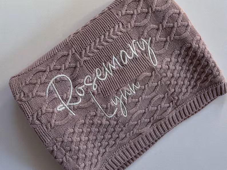Personalized Embroidered Cable Knit Blanket- Baby Name Blanket - Etsy | Etsy (US)