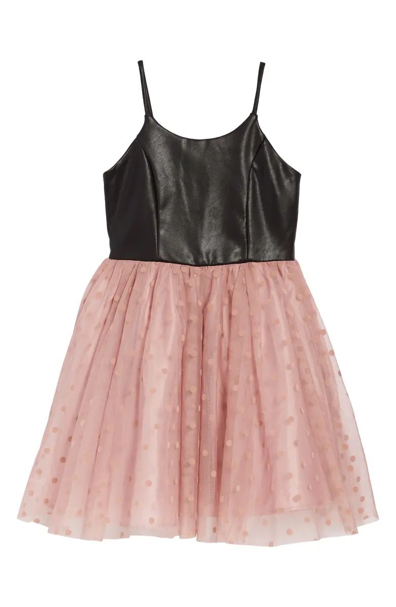 Kids' Faux Leather & Tulle Dress | Nordstrom