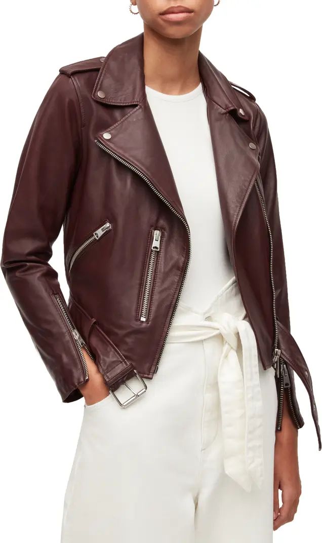 AllSaints Balfern Leather Biker Jacket | Nordstrom | Nordstrom