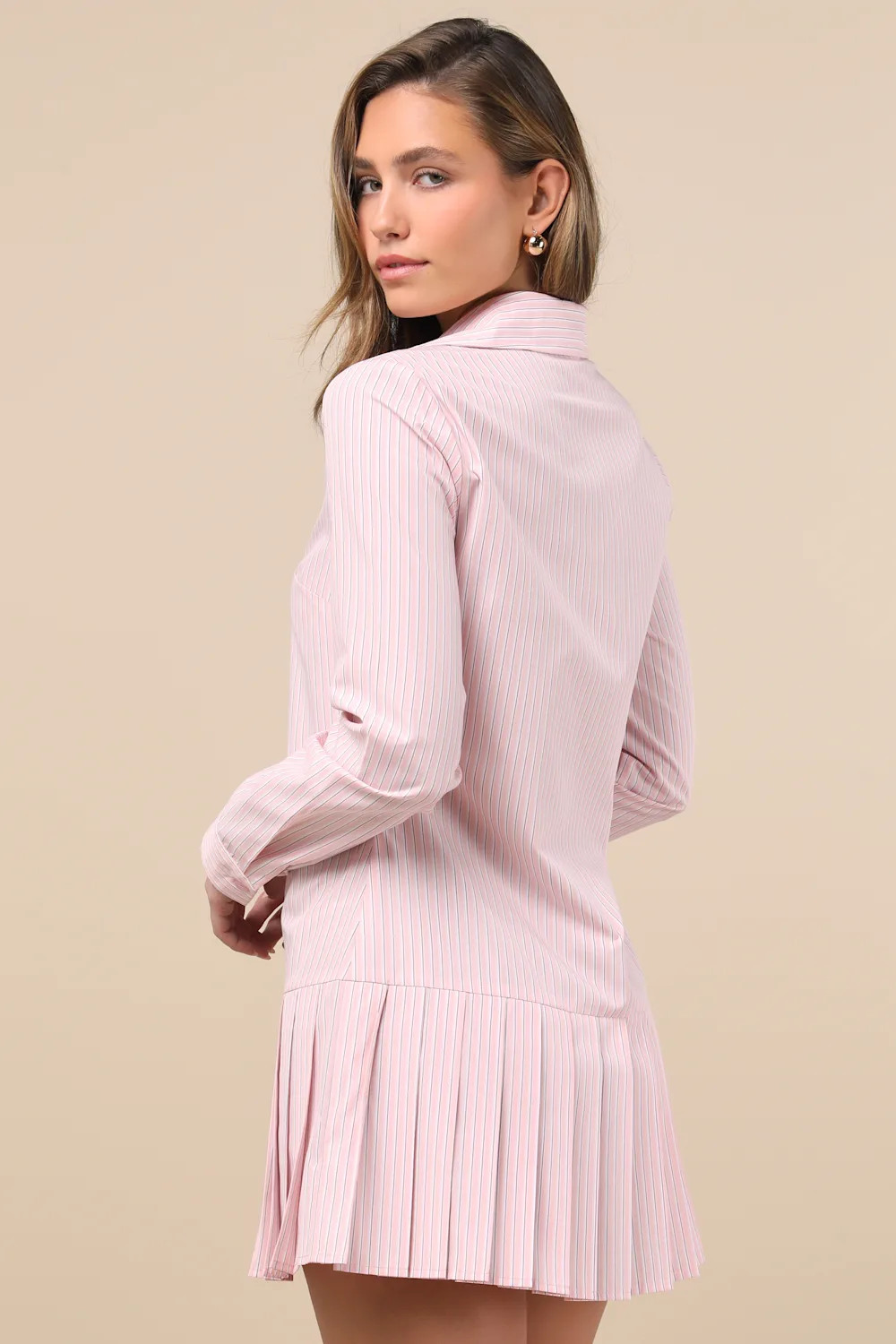 Exquisite Poise Light Pink Striped Collared Mini Dress
            Lulus
         $65This product... | Lulus