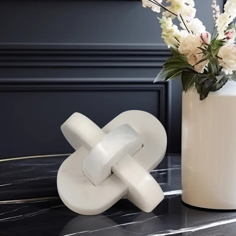 Ivy Bronx Usko Liam White Marble Knots | Wayfair | Wayfair North America