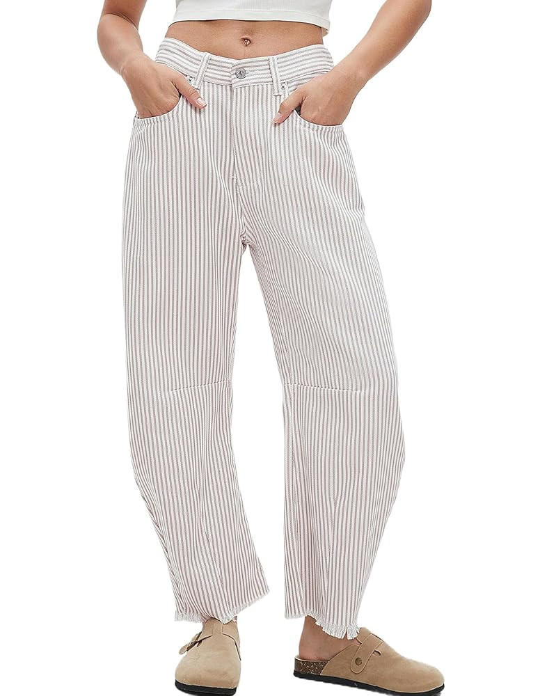 Kedera Women Stripe Barrel Jeans Casual Loose Denim Jeans Wide Leg Baggy Pants Mid Waist Boyfrien... | Amazon (US)