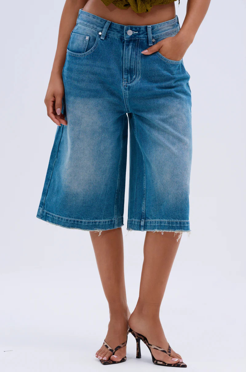 LITERAL PERFECTION BLUE DENIM BERMUDA SHORTS | AKIRA