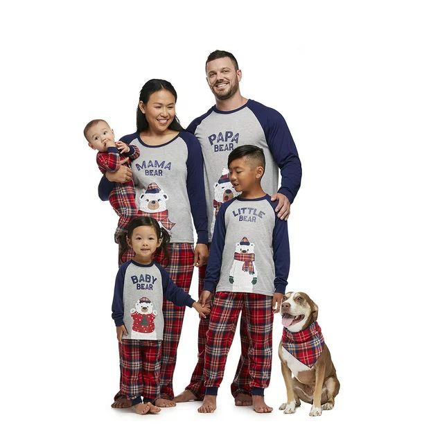 Jolly Jammies Plaid Bears Matching Family Christmas Pajama Set, Men’s - Walmart.com | Walmart (US)