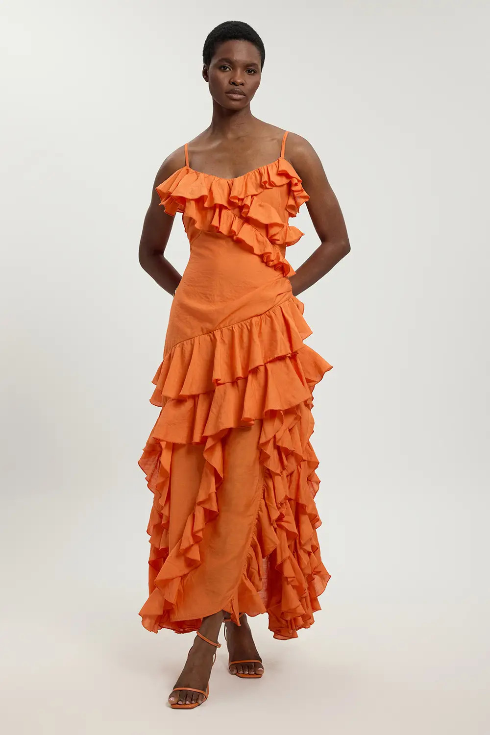 Drama Frill Maxi Dress | Karen Millen