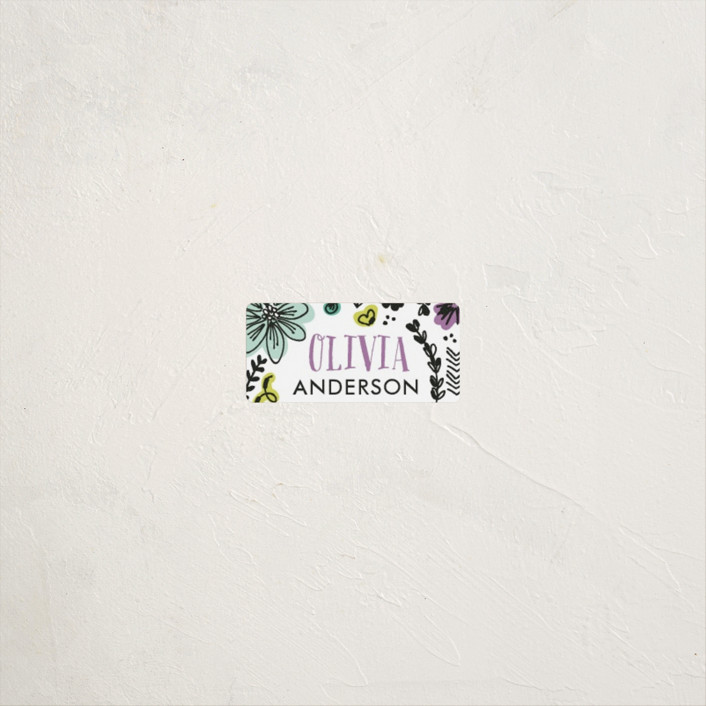 "Little Doodles" - Customizable Custom Name Labels in Purple by Jessica Williams. | Minted