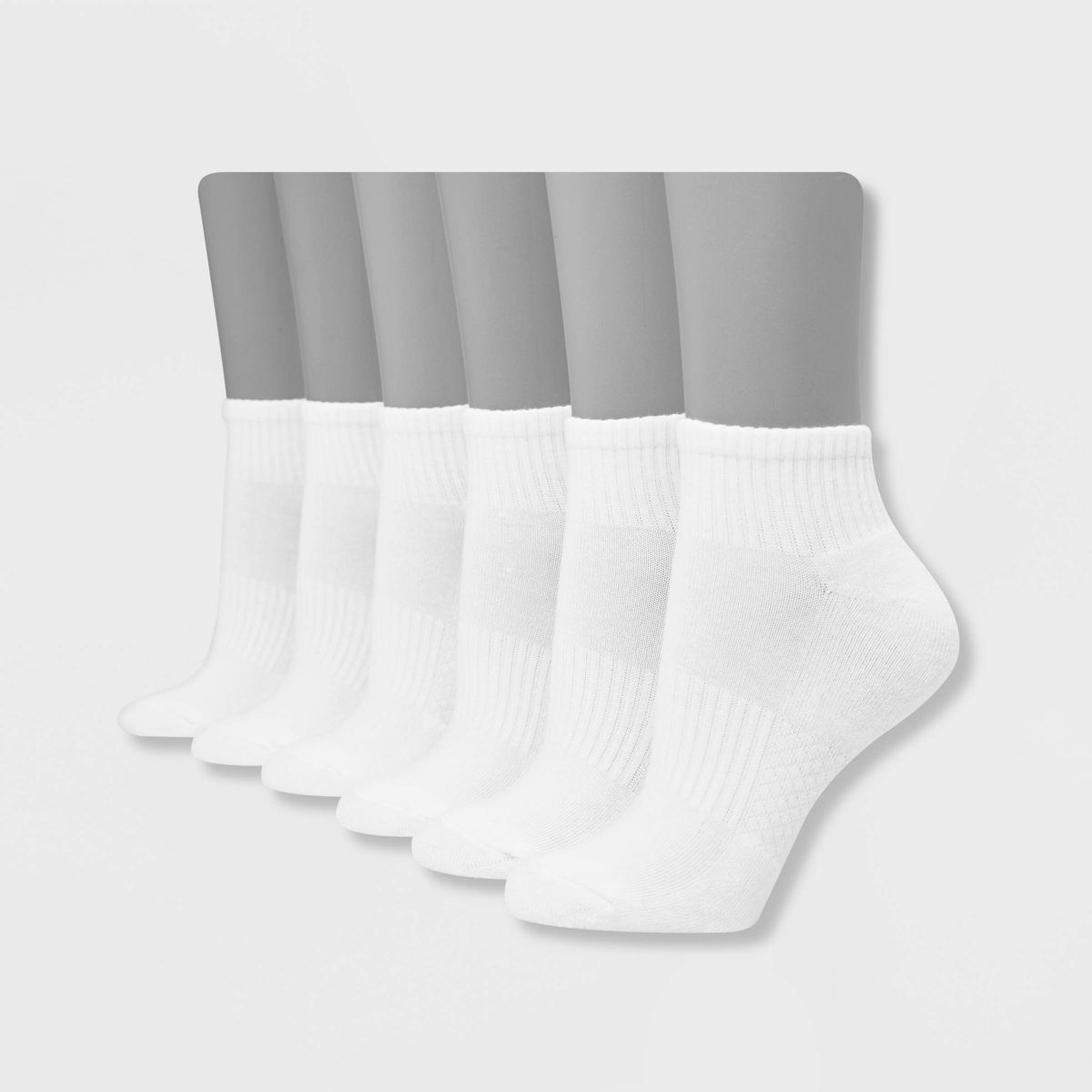 Hanes Performance Women's Extended Size Cushioned 6pk Ankle Athletic Socks - White 8-12 | Target