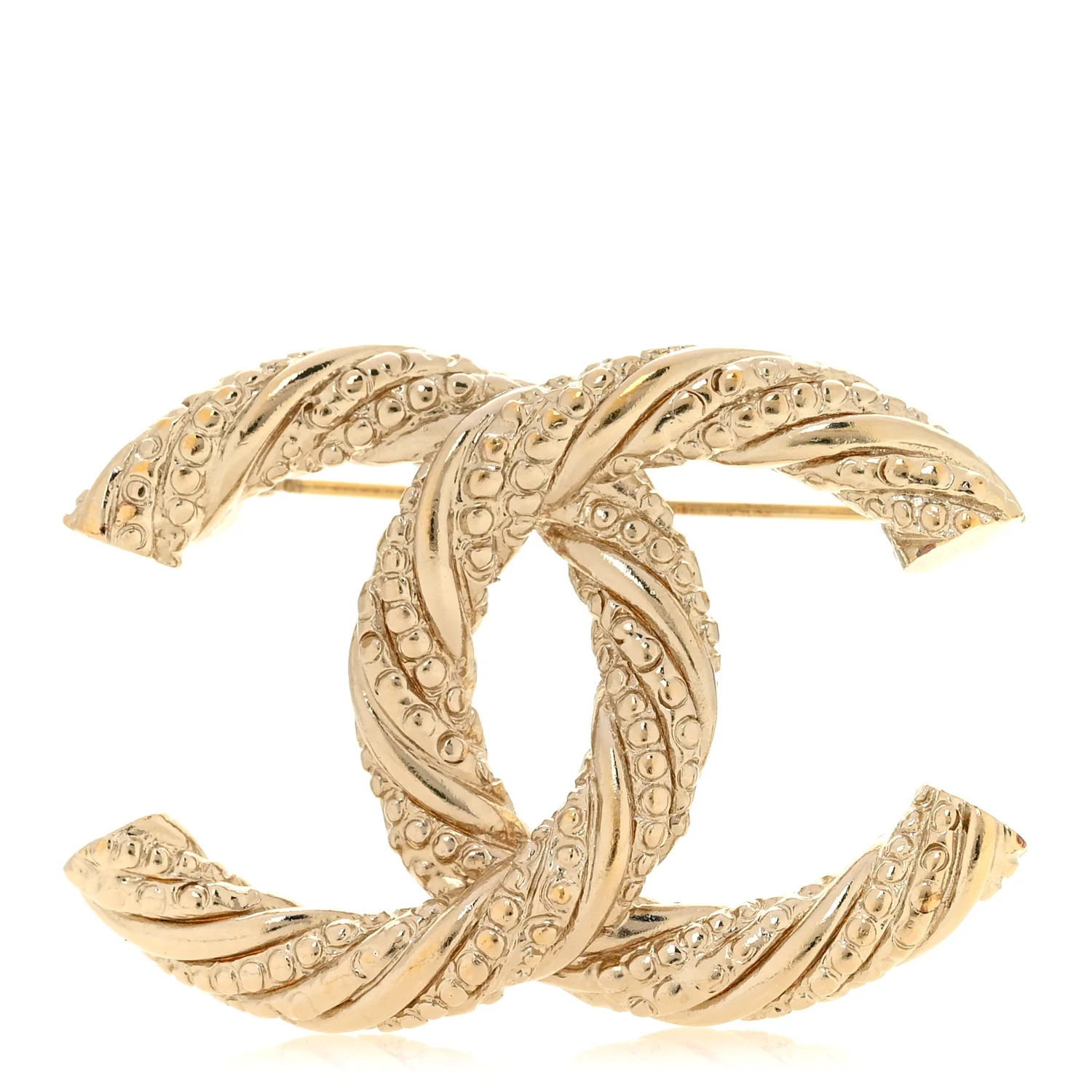 Chanel Twisted CC Brooch Light Gold | FASHIONPHILE (US)