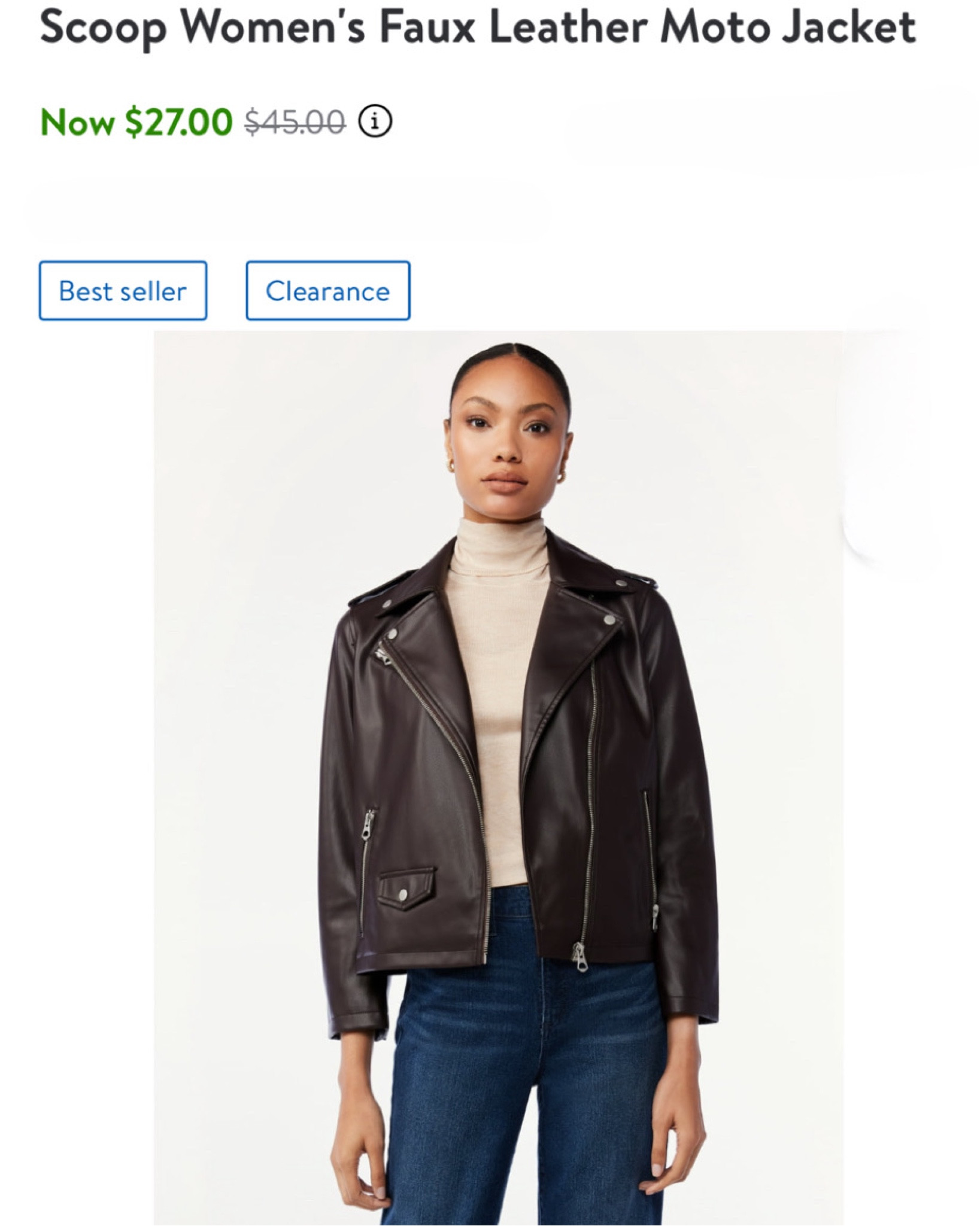Walmart Deals: Faux Leather Moto Jacket
