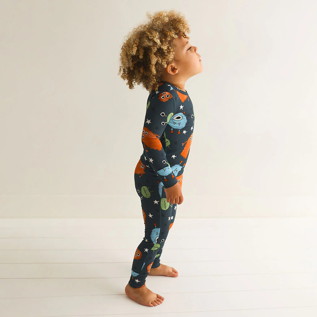 Aliens Blue Long Sleeve Toddler Pajamas | Spacelings | Posh Peanut