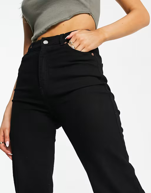 Dr Denim Moxy straight sky high jeans in black | ASOS (Global)
