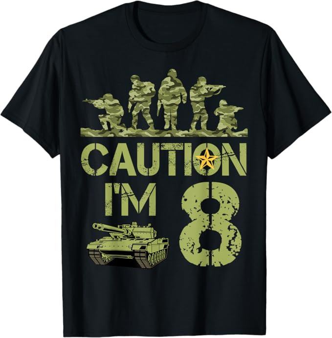 8th Army Birthday Military Kids I'm 8 Year Old Camo Birthday T-Shirt | Amazon (US)