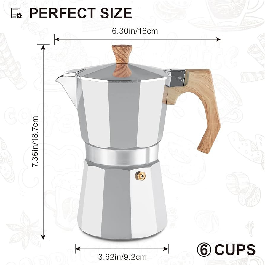 wedrink Stovetop Espresso Maker Aluminum Moka Pot 6 Cups Cuban Coffee Maker Stovetop Coffee Maker... | Amazon (US)