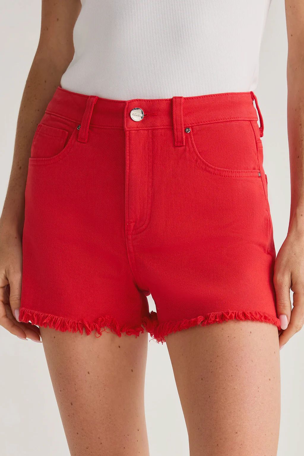 Risen Red Cutoff Shorts | Social Threads