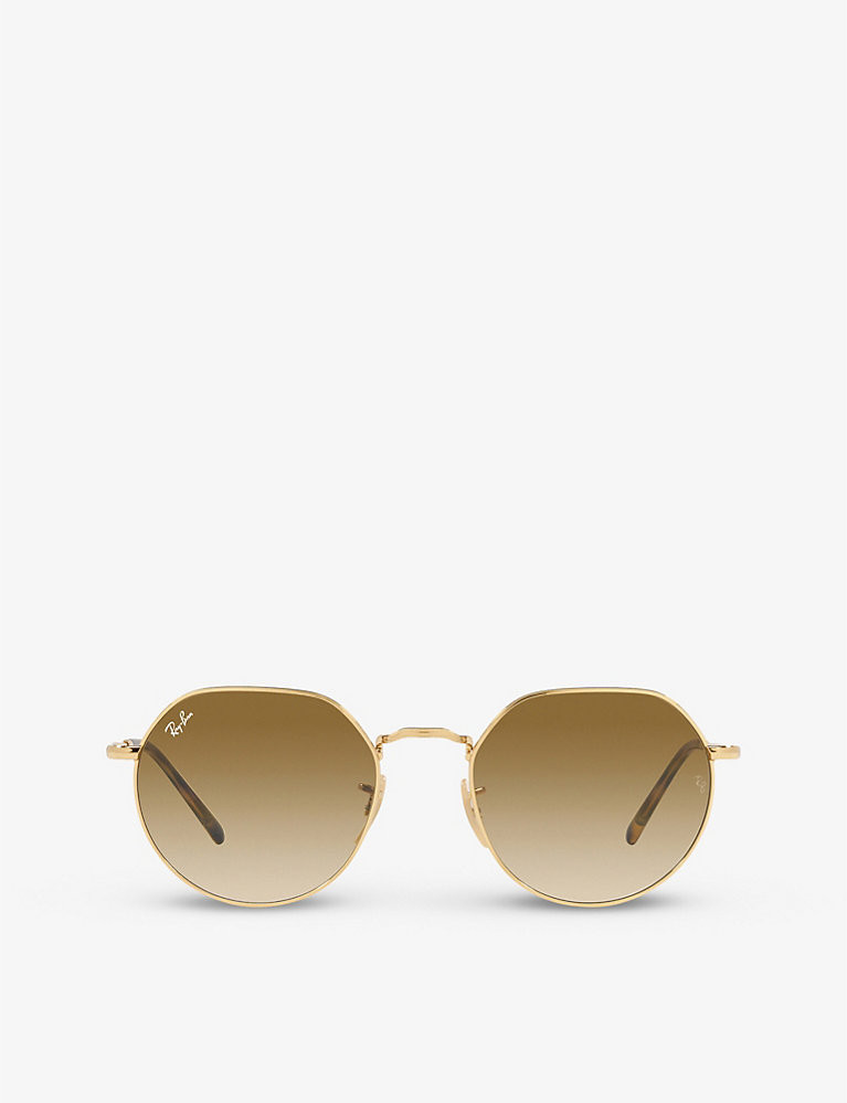 RB3565 Jack hexagonal-frame gold-toned metal sunglasses | Selfridges