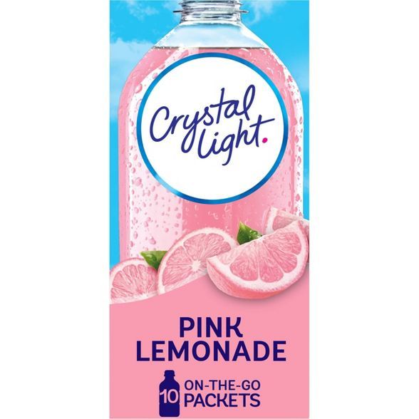 Crystal Light On The Go Natural Pink Lemonade Drink Mix - 10pk/0.13oz Pouches | Target