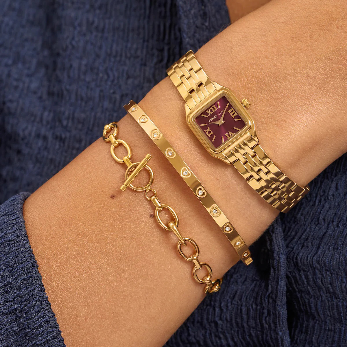 Essence Watch & Crystal Bracelet Set (Gold) | Abbott Lyon