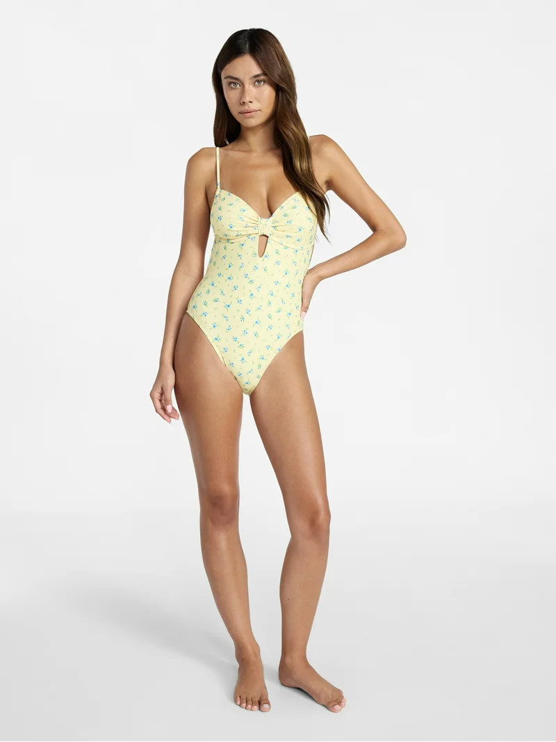 No Boundaries Femme Floral Print One-Piece Swimsuit, Women’s XXS-XXL | Walmart (US)