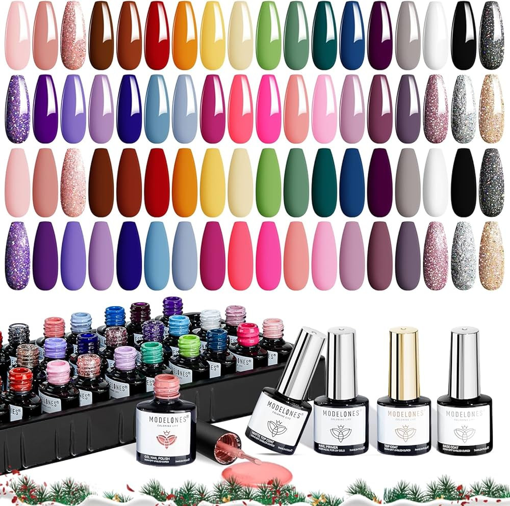 modelones 40 PCS Gel Nail Polish Set, 36 Colors Gel Polish All Seasons Collection with Base & Top... | Amazon (US)