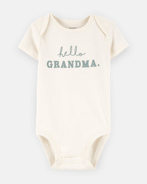 Baby "Hello Grandma" Announcement Cotton Short-Sleeve Graphic Bodysuit - Ivory | Carter's Inc