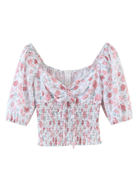 'Paula' Floral Ruched Drawstring Top (2 Colors) | Goodnight Macaroon