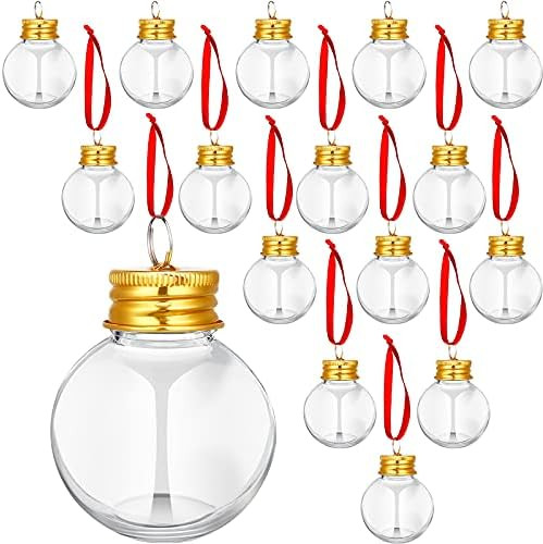 Christmas Drink Balls Christmas Fillable Tree Ornaments Water Bottle Bulbs Shape Plastic Clear Ch... | Amazon (US)